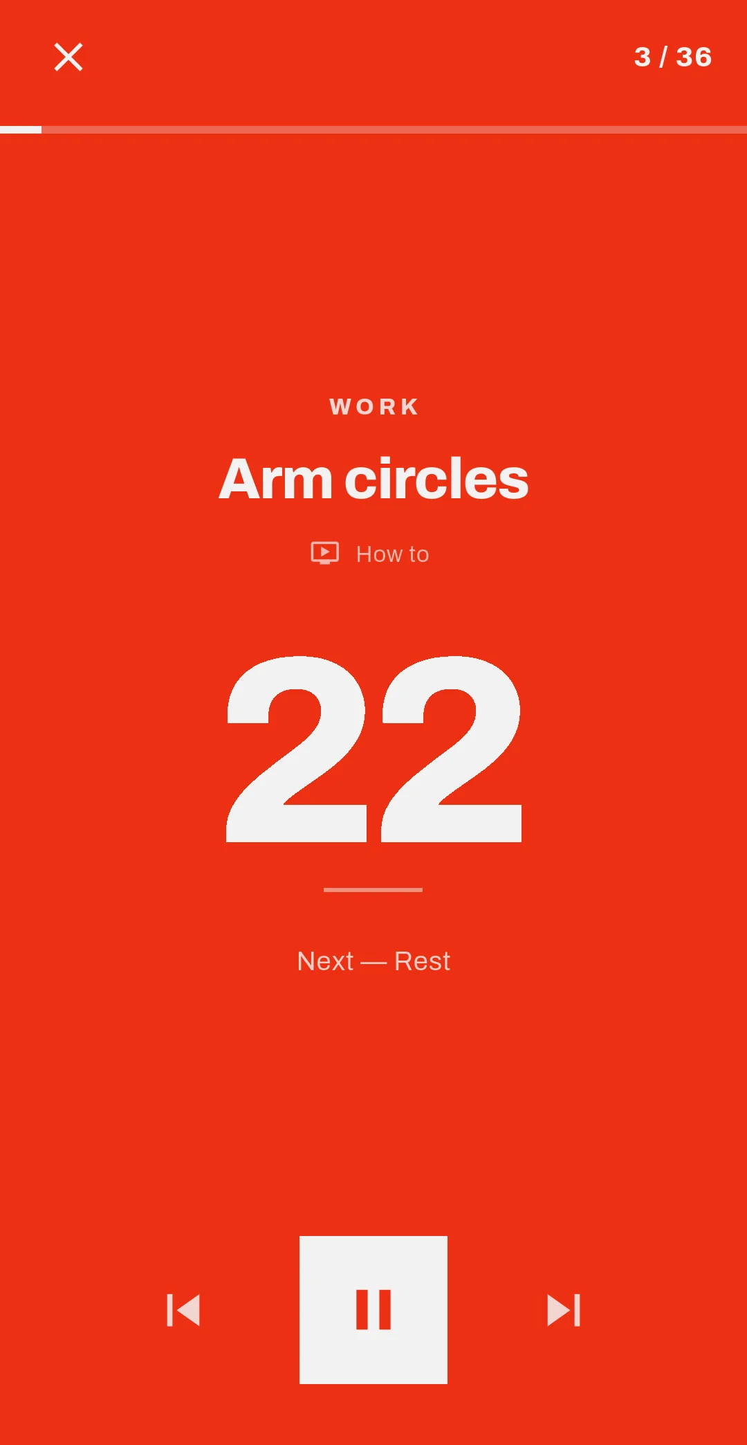The Kanon player counting down a work interval, with the next step shown below.